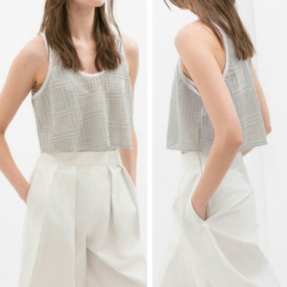 Zara Metallic Thread Crop Top