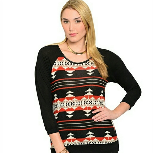 Black and rust aztec sweater top size 3X last one!
