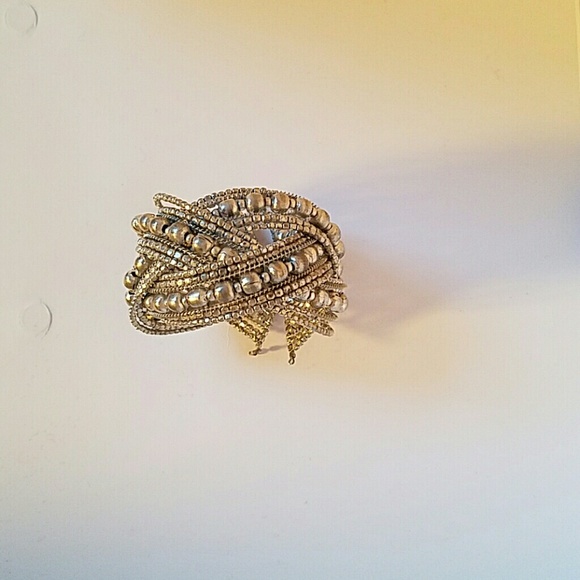 Silver bead cuff - Picture 1 of 2