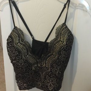 Gold and black Windsor crop top