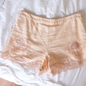 FREE PEOPLE embroidered linen shorts!