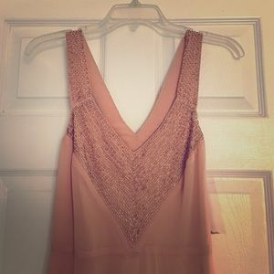 Elegant chiffon pink nude dress