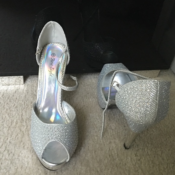 Silver Sequin Heels
