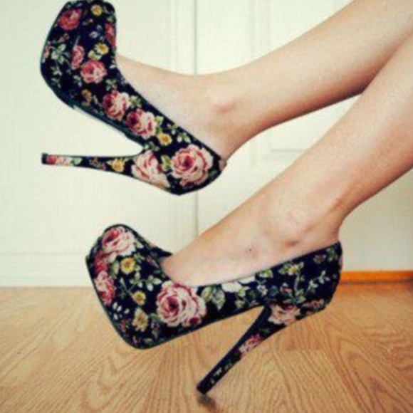 Forever 21 Shoes - Floral Print Platform Pumps...HIGH!