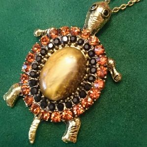Tiger eye turtle pendant necklace cinnamon stones