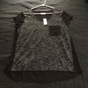 Grey and black hi-low dressy top by Lou and Grey