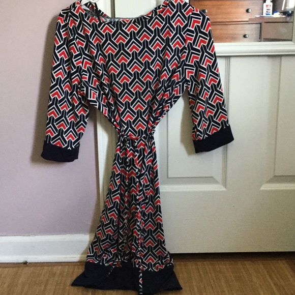 Blue red and white work dress