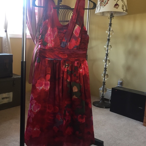 Red & pink silk dress.  Very pretty on.