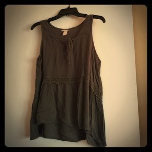 Olive green lace tank top