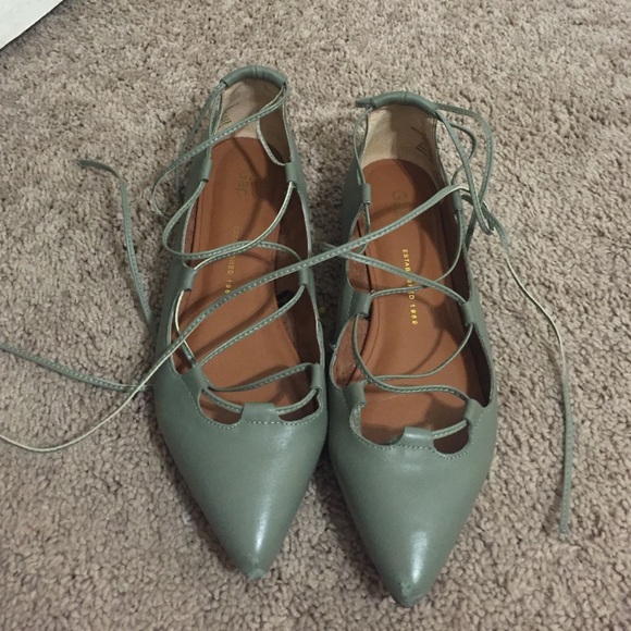 Sage green GAP lace up flats size 8.5