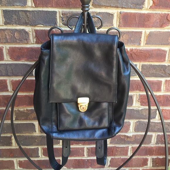 Lorelli black leather backpack