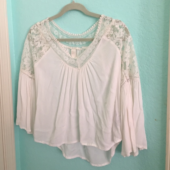 White lace peasant top