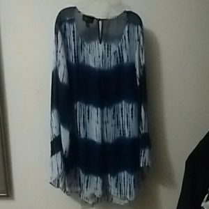 Royal Blue & White Flowing Top