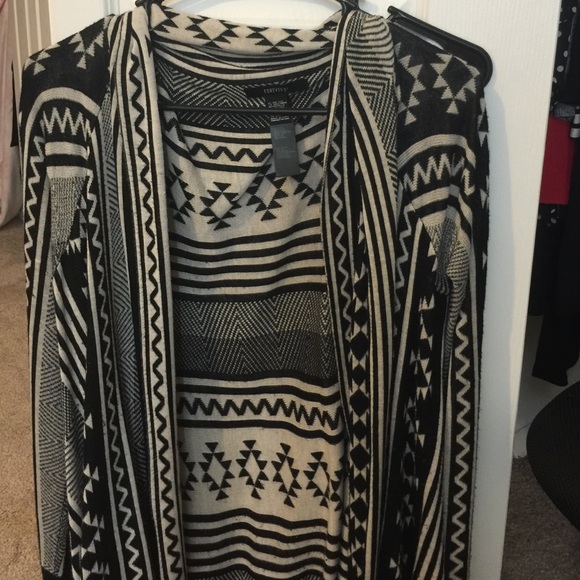 Forever 21 Aztec tribal print waterfall cardigan