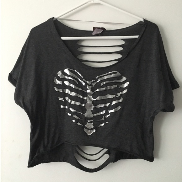 Skeleton Tshirt Crop Top