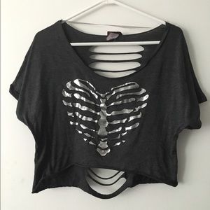 Skeleton Tshirt Crop Top