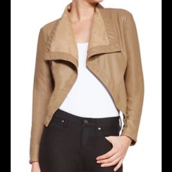 Beige faux leather jacket