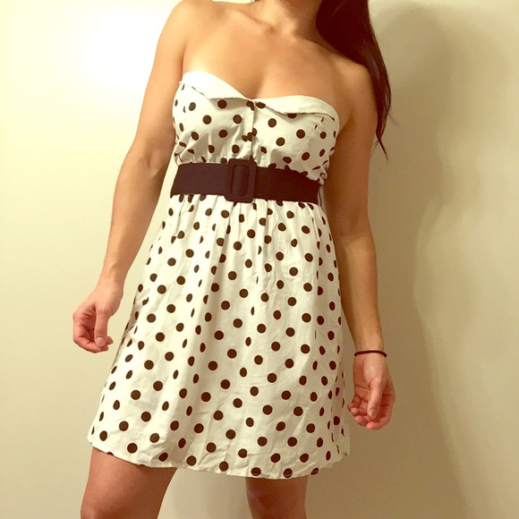 Pin up polka dot strapless dress