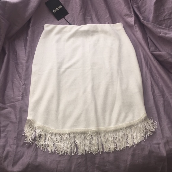White fringe mini skirt