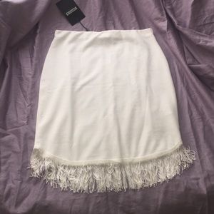 White fringe mini skirt