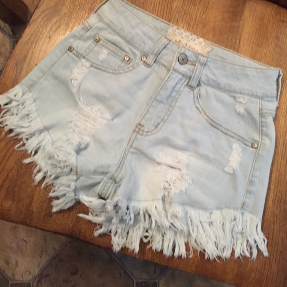 Light blue jean shorts