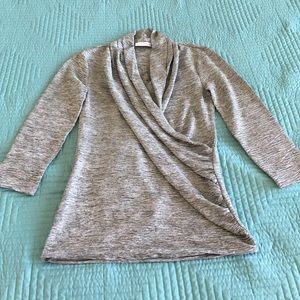 New York & Co Stretch gray shimmery wrap shirt