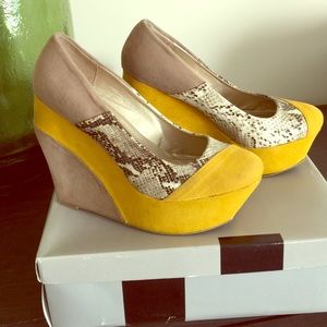 Multicolor wedge heel