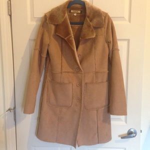 Bebe Long Faux Suede Coat