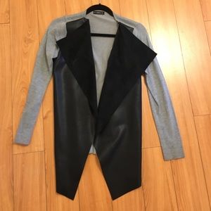 Zara gray knit/leather jacket