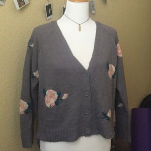 Tie-Back Floral Cardigan