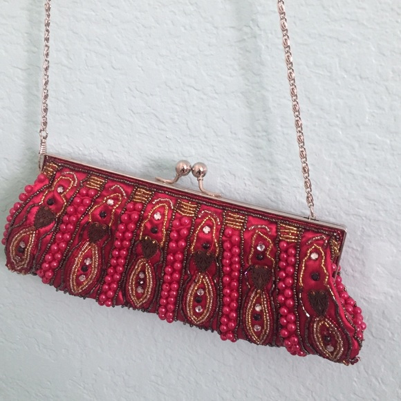 Red sequin handbag