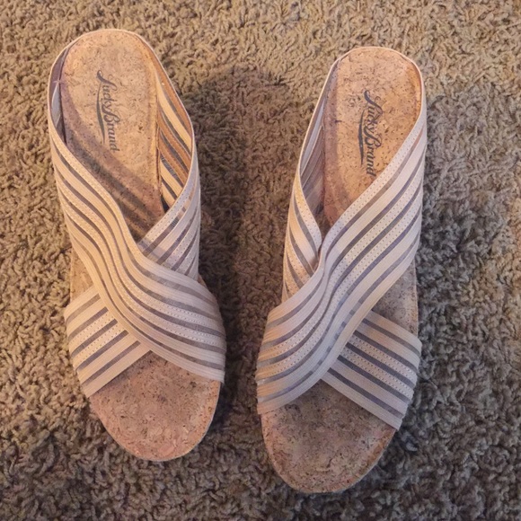 Lucky Brand striped Tan wedges