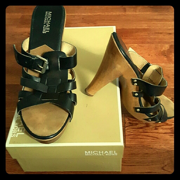 Michael Kors Black Clog Heels Sz 10