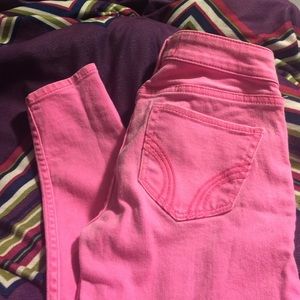 hot pink hollister skinny jeans