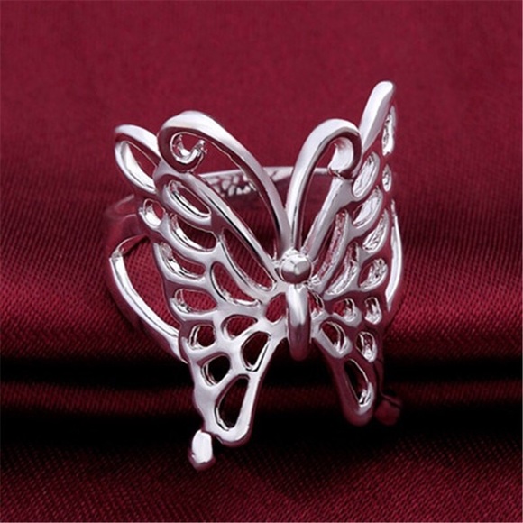 .925 Stamped Butterfly Ring - Picture 2 of 8