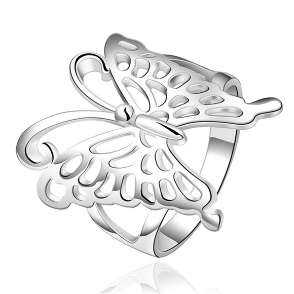 .925 Stamped Butterfly Ring - Picture 3 of 8