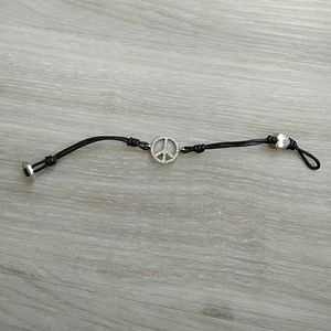 Fossil leather chord peace sign bracelet