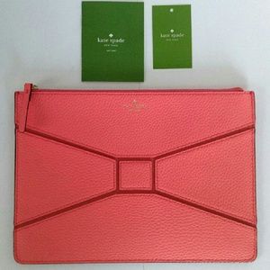 Kate Spade leather bow zip clutch