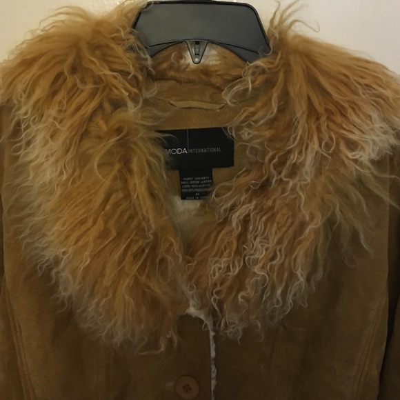 Shearling Suede Jacket with Sheep's Wool Collar