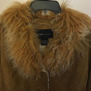 Shearling Suede Jacket with Sheep's Wool Collar