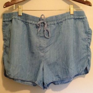 Ann Taylor LOFT Drawstring Chambray Shorts