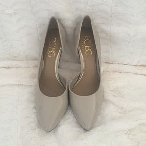 BCBG grey/nude heels