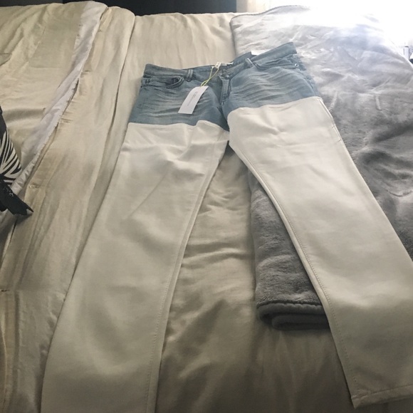 BCBGENERATION denim and leather jeans