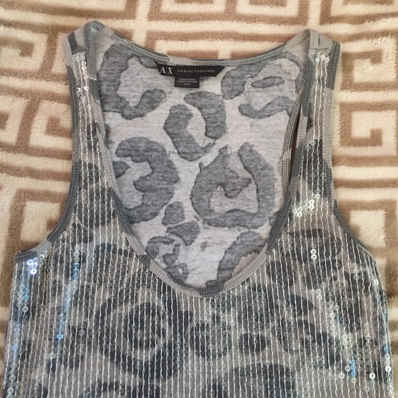 A|X Armani Exchange sequin leopard tank top Medium - Picture 2 of 4