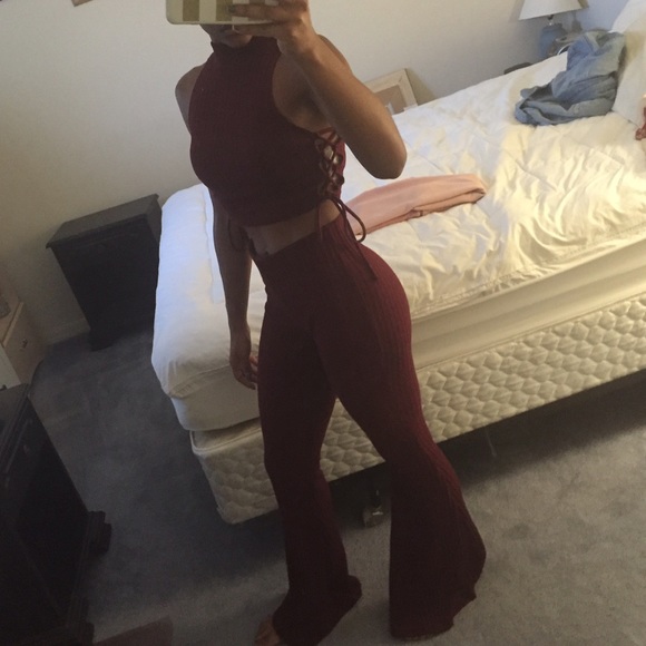 bell bottom and crop top set