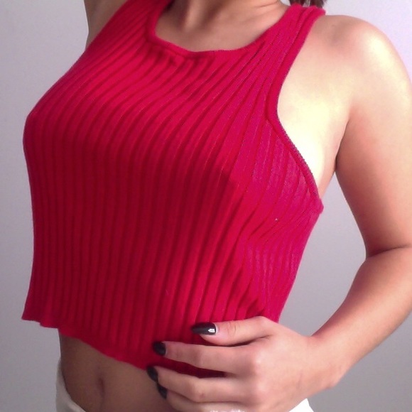 Ribbed Red Crop Top