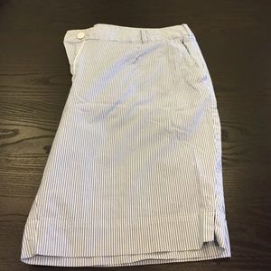 Talbots 13" Twill Shorts- blue pinstripe
