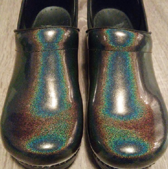 Silver Dansko shoes.