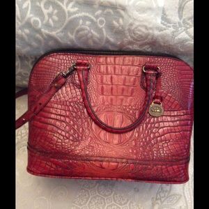 Large Brahmin Satchel Crocodile Embossed Leather