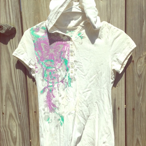 White shirt with attached hood